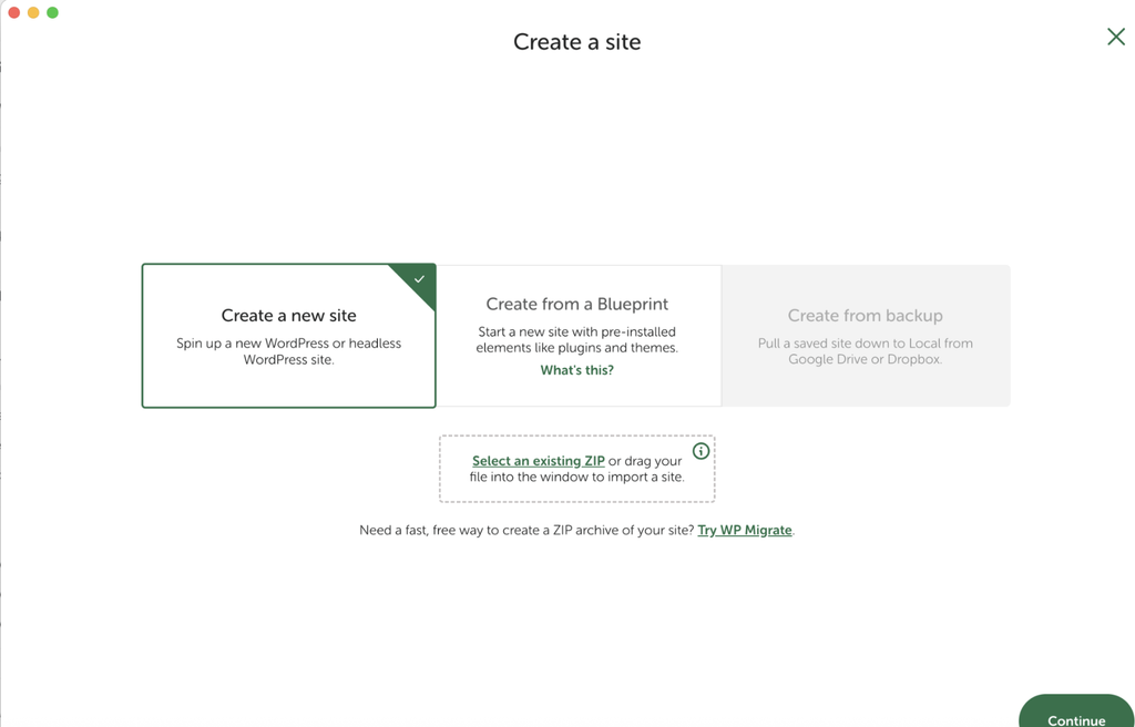 Second screen when setting up WordPress locally on Mac in LocalWP