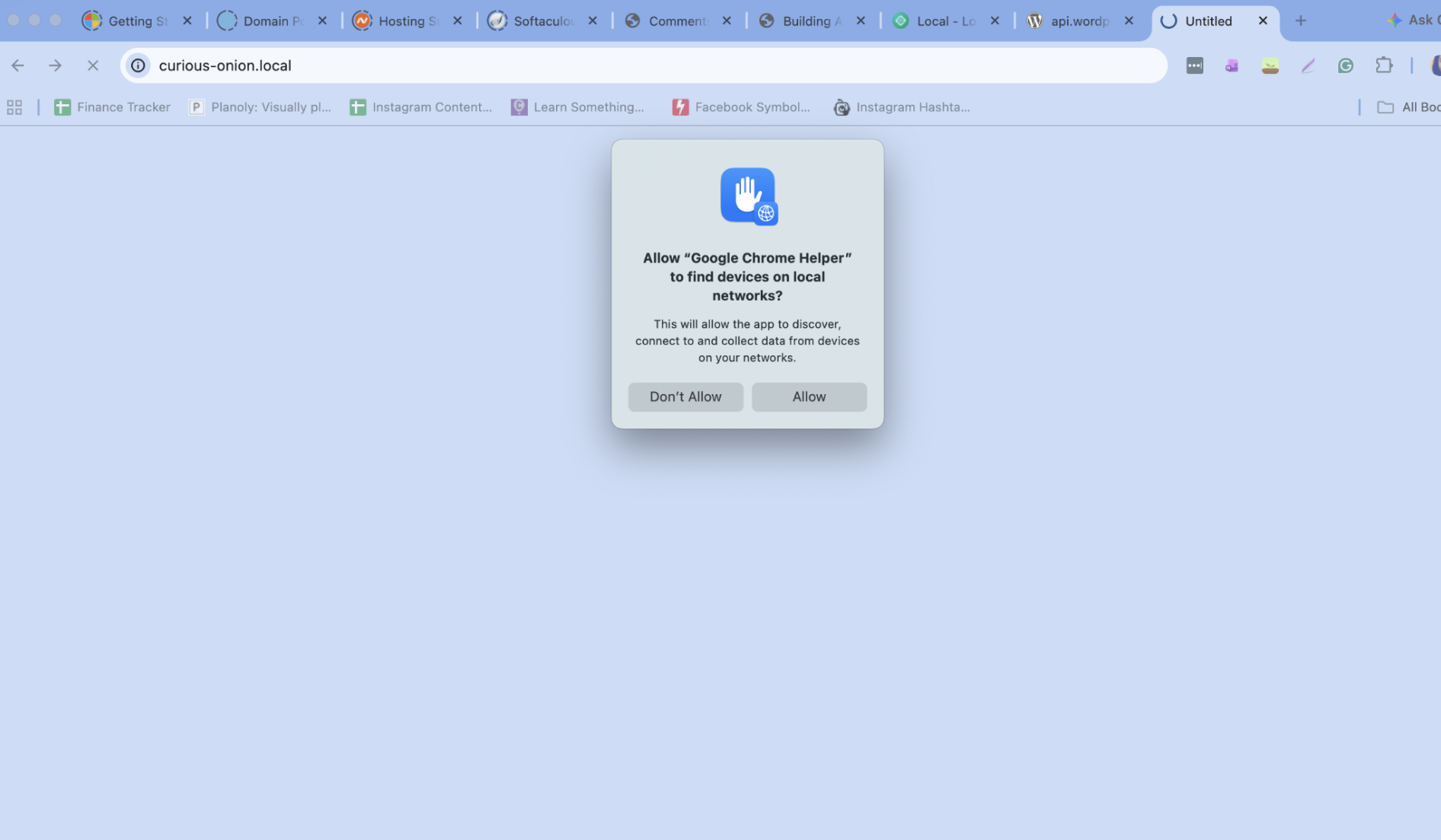 Security prompt after trying to open the local site