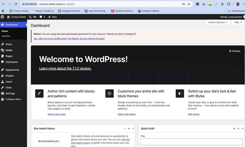 WordPress Dashboard